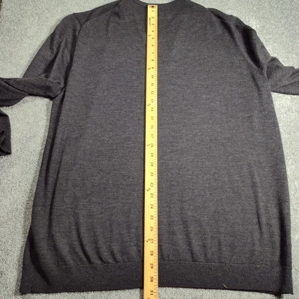 Broletto Mens XXL V-Neck Sweater 100% Merino Wool Gray Long Sleeve Knit Pullover